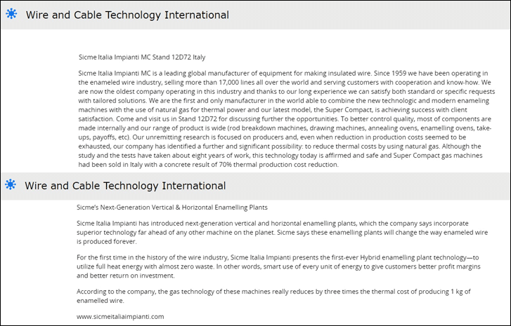 WIRE & CABLE Technology International publications